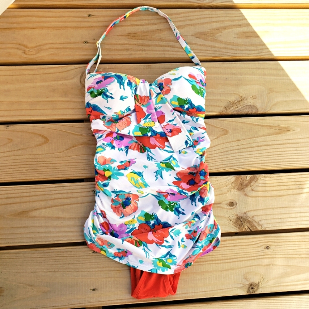 BLEU by Rod Beattie Fresh Start Bandeau One-Piece Swimsuit, Sz: 6
